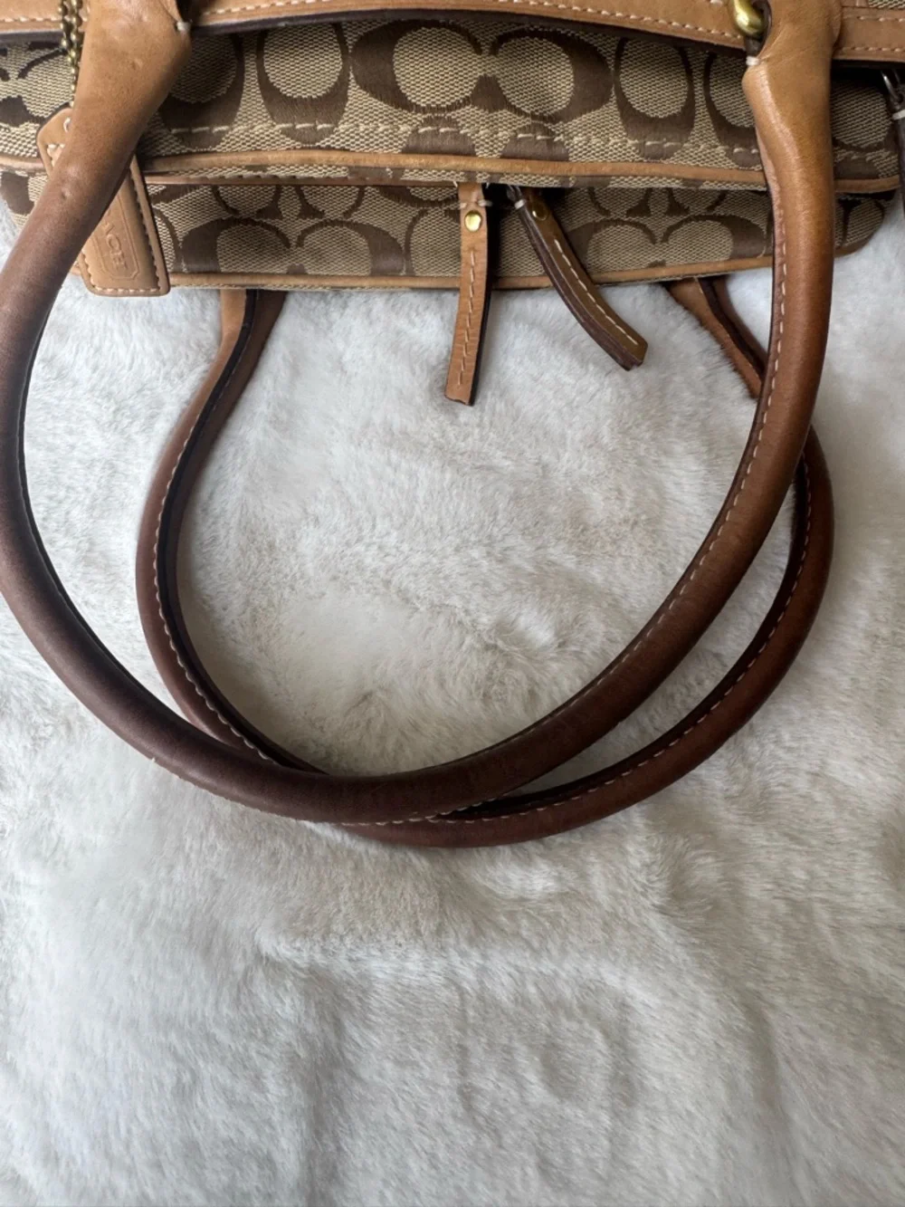 Coach Signature Hampton Satchel  Beige Canvas with Tan Leather Trim Style 10532 - Picture 8 of 8